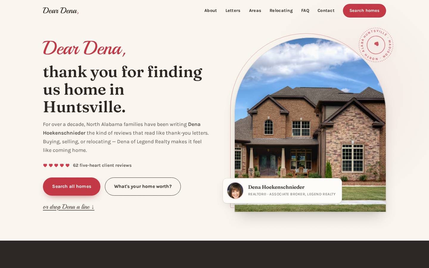 Screenshot of Dena Hoekenschnieder — Legend Realty website